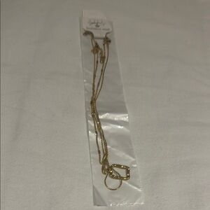 Stainless steel Gold Necklace with Square Pendant